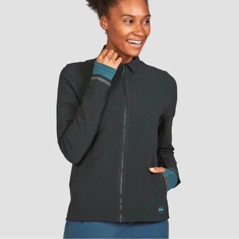 Janji Black Full-Zip Utility Jacket with Teal Trim